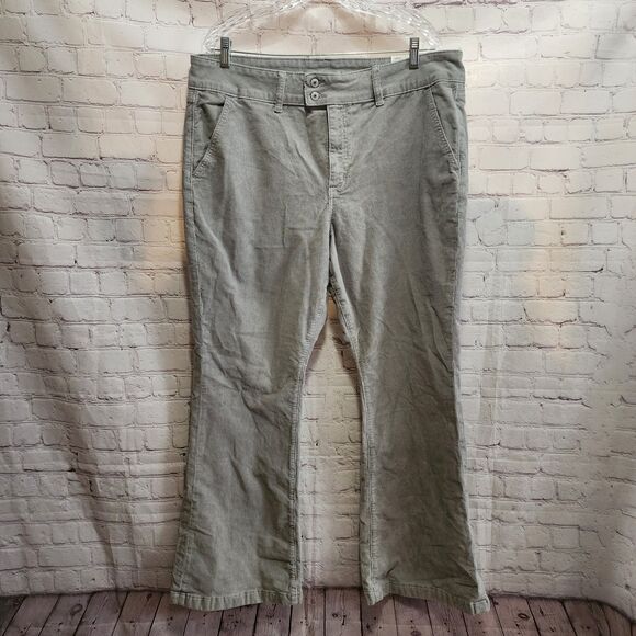American Eagle Corduroy Pants Womens 20 Grey High-Rise Kick Boot Stretch Bootcut - Picture 1 of 13